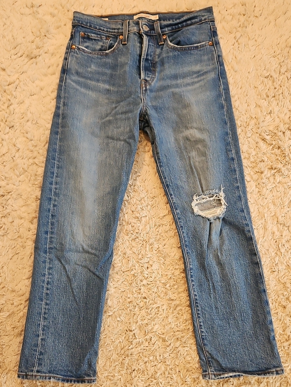 Levi's Wedgie Straight Leg Jeans with Distressed Knee